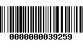 Código de Barras 0000000039259