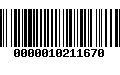 Código de Barras 0000010211670