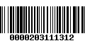 Código de Barras 0000203111312