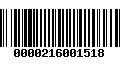 Código de Barras 0000216001518