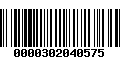 Código de Barras 0000302040575