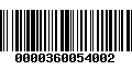 Código de Barras 0000360054002