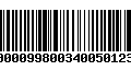 Código de Barras 000099800340050123