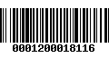 Código de Barras 0001200018116