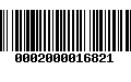 Código de Barras 0002000016821