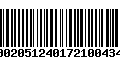 Código de Barras 00020512401721004342