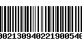 Código de Barras 00021309402219005402