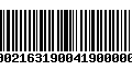 Código de Barras 00021631900419000006