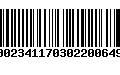 Código de Barras 00023411703022006494