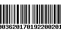 Código de Barras 00036201701922002016