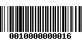 Código de Barras 0010000000016