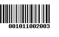 Código de Barras 001011002003