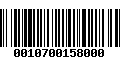 Código de Barras 0010700158000