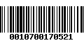 Código de Barras 0010700170521