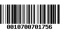 Código de Barras 0010700701756