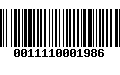 Código de Barras 0011110001986