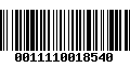 Código de Barras 0011110018540