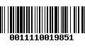 Código de Barras 0011110019851