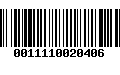 Código de Barras 0011110020406