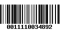 Código de Barras 0011110034892