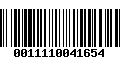 Código de Barras 0011110041654