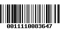 Código de Barras 0011110083647