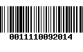 Código de Barras 0011110092014