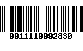 Código de Barras 0011110092830