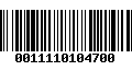 Código de Barras 0011110104700