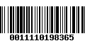 Código de Barras 0011110198365