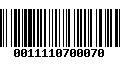 Código de Barras 0011110700070