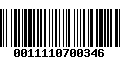 Código de Barras 0011110700346