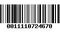 Código de Barras 0011110724670