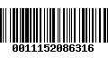 Código de Barras 0011152086316