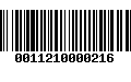 Código de Barras 0011210000216