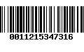 Código de Barras 0011215347316