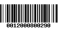 Código de Barras 0012000800290