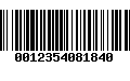 Código de Barras 0012354081840