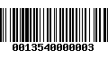 Código de Barras 0013540000003