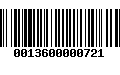 Código de Barras 0013600000721