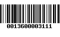 Código de Barras 0013600003111