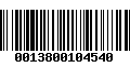 Código de Barras 0013800104540