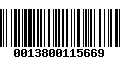 Código de Barras 0013800115669