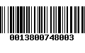 Código de Barras 0013800748003