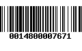 Código de Barras 0014800007671