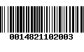 Código de Barras 0014821102003