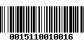 Código de Barras 0015110010016