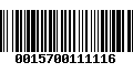 Código de Barras 0015700111116