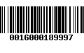 Código de Barras 0016000189997