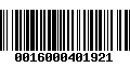 Código de Barras 0016000401921